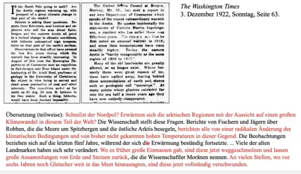 Gletscherschmelze 1922 The Washington Times